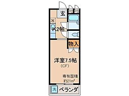 ハウスオブローズ 1Kの間取図画像