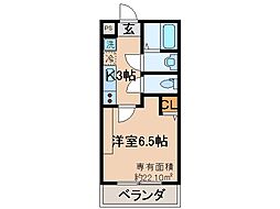 ロックブック中書島 1Kの間取図画像