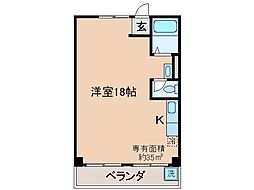 コープみささぎイソダビル ワンルームの間取図画像