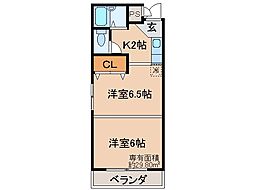 ティファニーハイツ 2Kの間取図画像