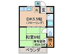 和プレジデント桃山 1DKの間取図画像
