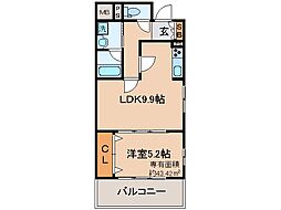パインフィールド東野 1LDKの間取図画像