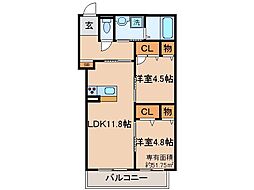 RESANA竹鼻 2LDKの間取図画像