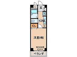 セントラル槇島 1Kの間取図画像