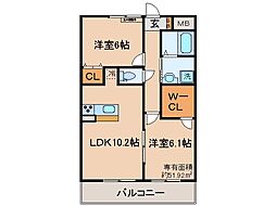 杜喜 2LDKの間取図画像