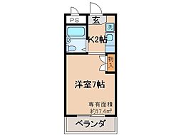 ジュネス神楽田 1Kの間取図画像