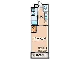 LEI CORT椥辻I 1Kの間取図画像