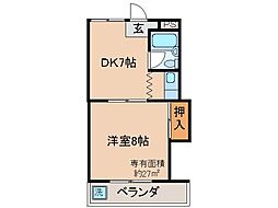 シェーンハイツ苗代 1DKの間取図画像