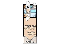 デトム・ワン桃山御陵 1Kの間取図画像