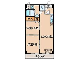 ヒルズシンメイ 2LDKの間取図画像