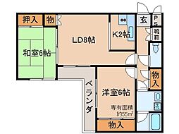 パラドール宮前橋 2LDKの間取図画像