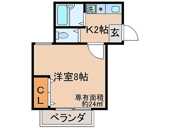 京都府京都市山科区四ノ宮泉水町(賃貸マンション1K・2階・24.00㎡)の写真 その2