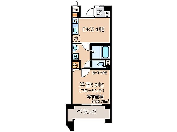 京都府京都市山科区東野片下リ町(賃貸マンション1DK・3階・30.78㎡)の写真 その2