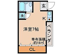 ヴェニルフエルテ ワンルームの間取図画像