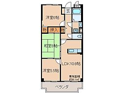 京阪宇治線 三室戸駅 徒歩5分の賃貸マンション 3階3LDKの間取り