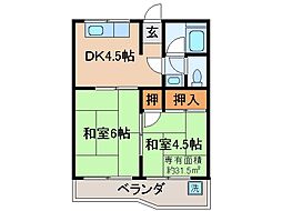 マエダハイツ 2DKの間取図画像