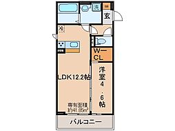 近鉄京都線 富野荘駅 徒歩5分の賃貸アパート 2階1LDKの間取り