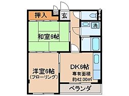 グランヴィア貴船 2DKの間取図画像