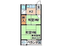 京阪宇治線 木幡駅 徒歩13分の賃貸アパート 2階2Kの間取り