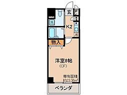 近鉄京都線 小倉駅 徒歩2分の賃貸マンション 4階1Kの間取り