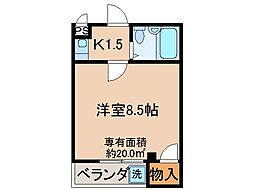 京阪宇治線 桃山南口駅 徒歩1分の賃貸マンション 3階1Kの間取り