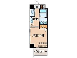 JR奈良線 六地蔵駅 徒歩4分の賃貸マンション 2階1Kの間取り