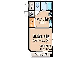 京阪宇治線 木幡駅 徒歩3分の賃貸マンション 3階1Kの間取り