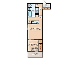 京阪本線 丹波橋駅 徒歩4分の賃貸アパート 2階1LDKの間取り