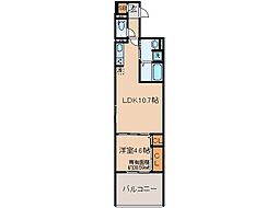 京阪本線 丹波橋駅 徒歩4分の賃貸アパート 3階1LDKの間取り