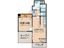 京阪京津線 追分駅 徒歩16分の賃貸マンション 3階1LDKの間取り