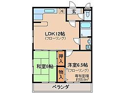 京阪宇治線 桃山南口駅 徒歩2分の賃貸マンション 3階2LDKの間取り