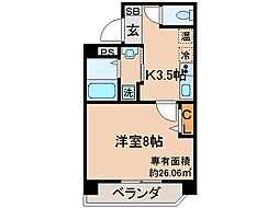 ファービーズコート東野 1Kの間取図画像