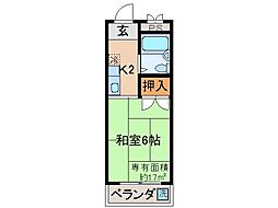 京阪本線 中書島駅 徒歩3分の賃貸マンション 4階1Kの間取り