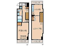 京阪本線 中書島駅 徒歩4分の賃貸マンション 5階1LDKの間取り