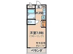 JR奈良線 城陽駅 徒歩7分の賃貸マンション 4階1Kの間取り