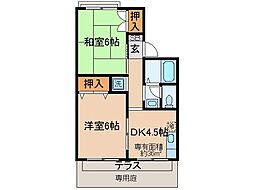 京阪宇治線 桃山南口駅 徒歩2分の賃貸アパート 1階2DKの間取り