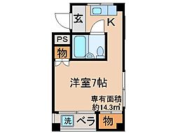 京阪本線 伏見桃山駅 徒歩7分の賃貸マンション 4階ワンルームの間取り