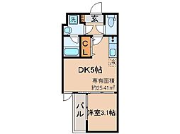 JR東海道・山陽本線 山科駅 徒歩12分の賃貸マンション 2階1DKの間取り