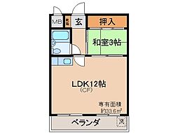 ヴィラ大成 1LDKの間取図画像