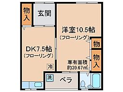 JR奈良線 黄檗駅 徒歩2分の賃貸アパート 2階1DKの間取り