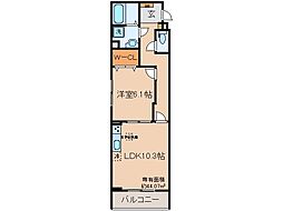 京都地下鉄東西線 椥辻駅 徒歩6分の賃貸アパート 1階1LDKの間取り