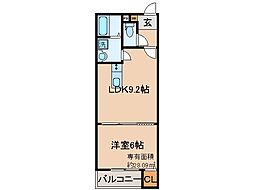 京都地下鉄東西線 椥辻駅 徒歩8分の賃貸アパート 2階1LDKの間取り