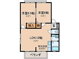JR奈良線 宇治駅 徒歩12分の賃貸アパート 2階2LDKの間取り