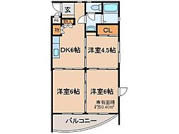 近鉄京都線 近鉄丹波橋駅 徒歩4分の賃貸マンション 2階3DKの間取り