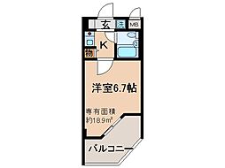 京阪宇治線 観月橋駅 徒歩8分の賃貸マンション 5階ワンルームの間取り