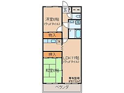 京阪本線 淀駅 徒歩10分の賃貸マンション 2階2LDKの間取り