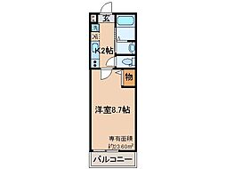京阪本線 淀駅 徒歩10分の賃貸マンション 2階1Kの間取り
