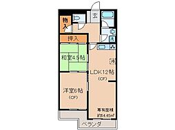 JR東海道・山陽本線 山科駅 バス15分 川田道停下車 徒歩6分の賃貸マンション 1階2LDKの間取り