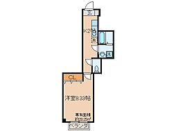 JR東海道・山陽本線 山科駅 徒歩6分の賃貸マンション 2階1Kの間取り
