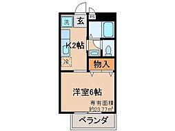 京阪宇治線 宇治駅 徒歩3分の賃貸アパート 2階1Kの間取り